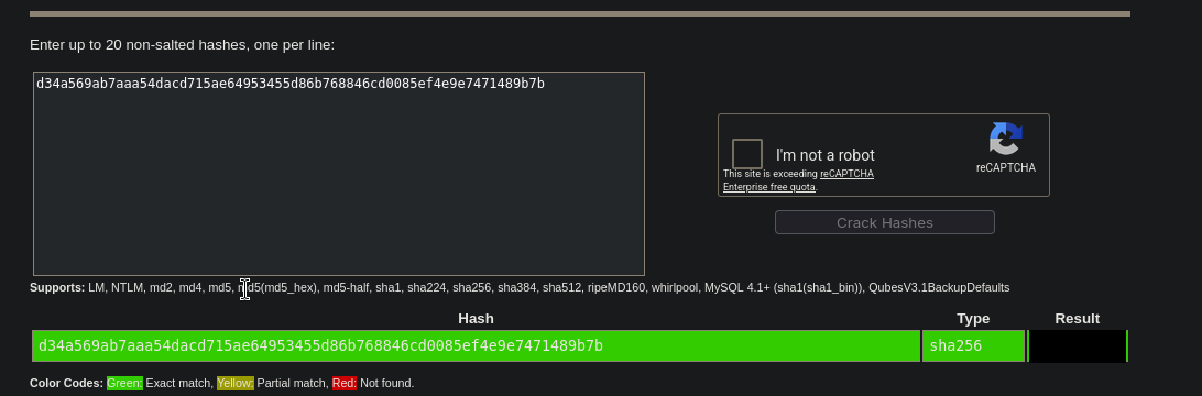 CrackStation cracking the SHA256
