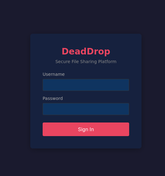 DeadDrop login page