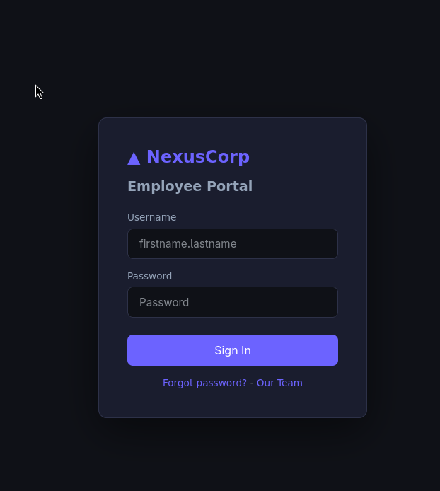 NexusCorp Employee Portal login page