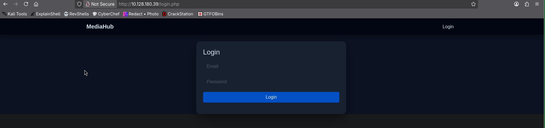 MediaHub login page