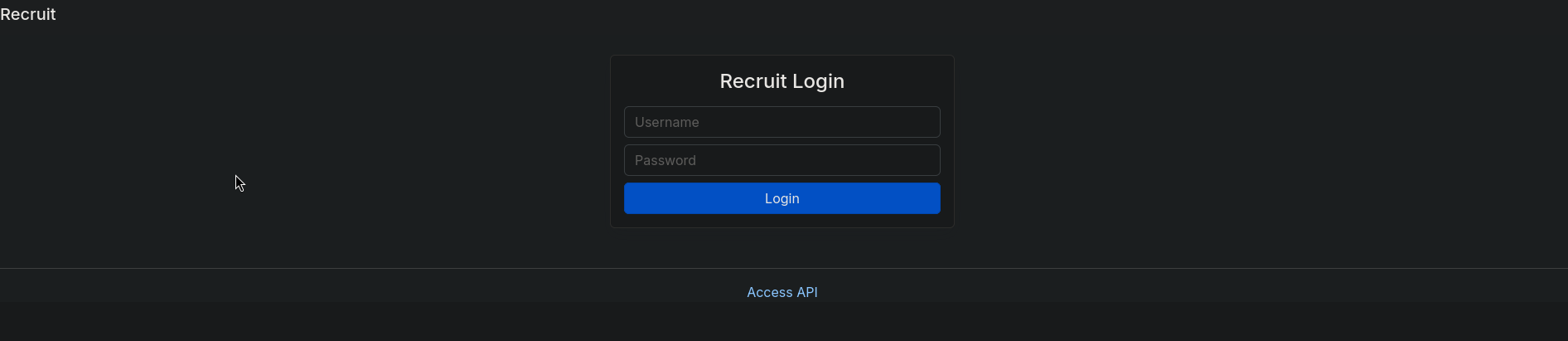 Recruit login panel