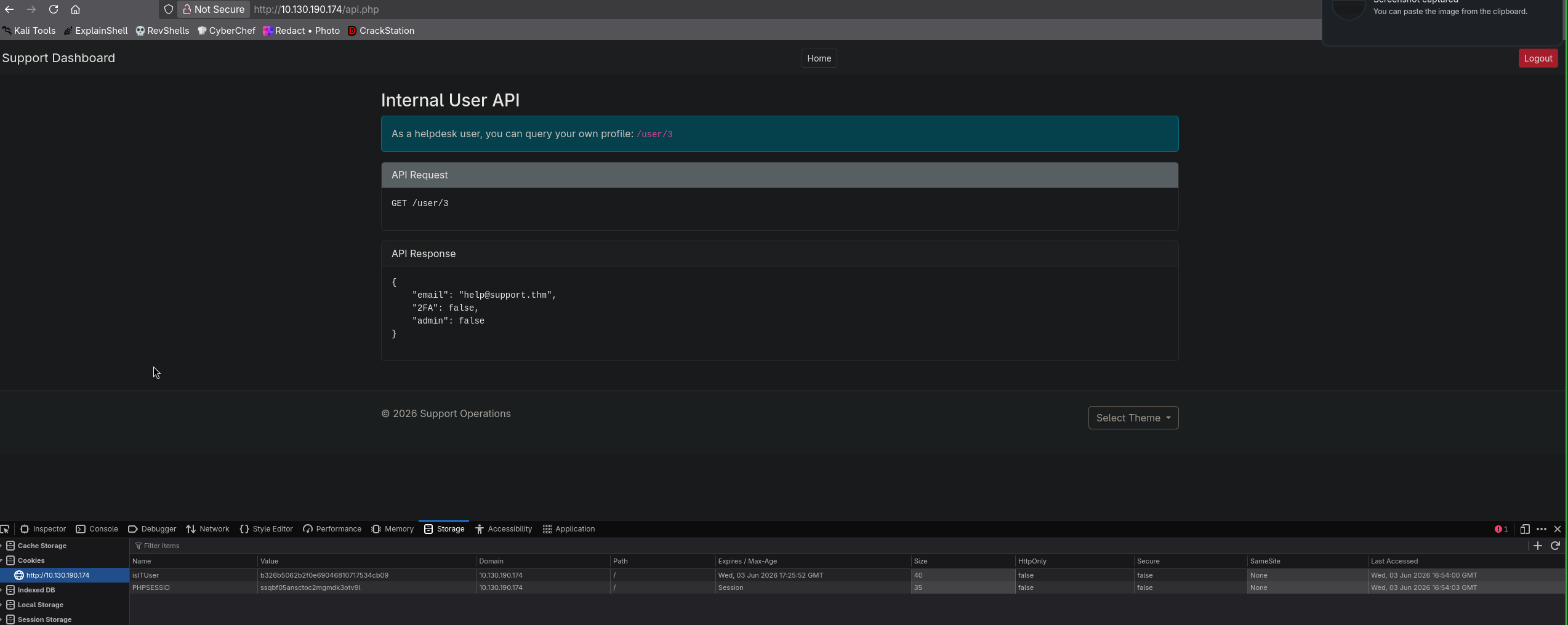 api.php returning the helpdesk profile